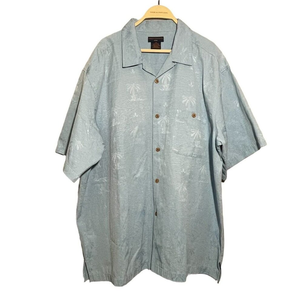 Gordon Hawaiian Hawaii Button Shirt Men 2X Florida Aloha Coconut Palm Tree Beach